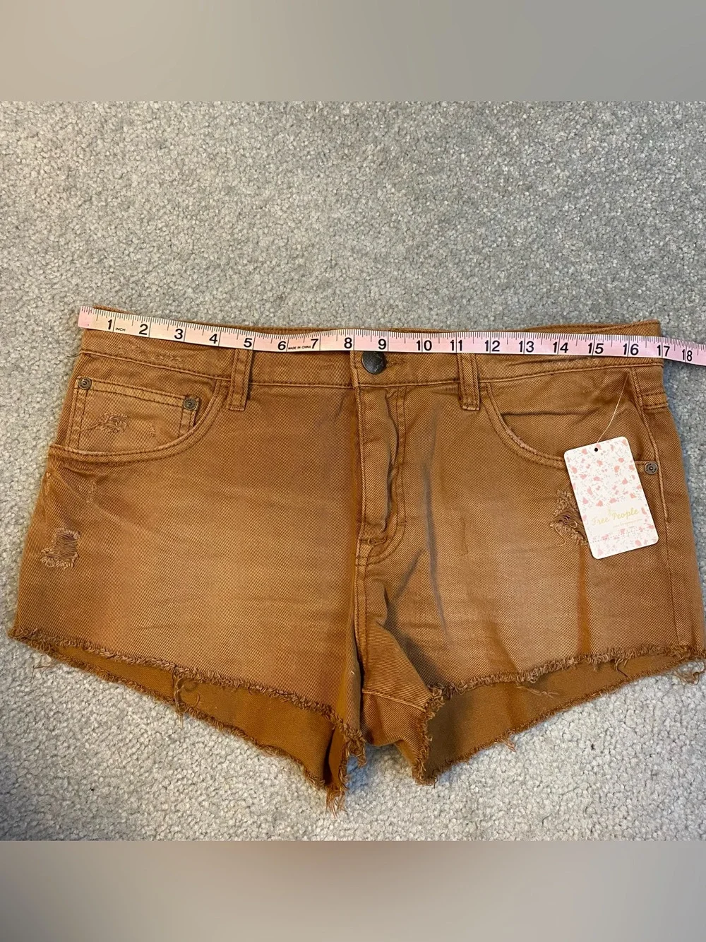 Free People NWT Burnt Orange Distressed Denim Jeans Womens 28